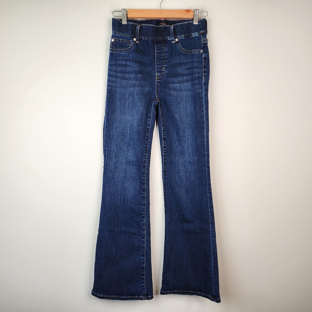 Quince Nina Pull On Stretch Flare Jeans Women's XS Nocturne Blue Dark Wash - Picture 2 of 9